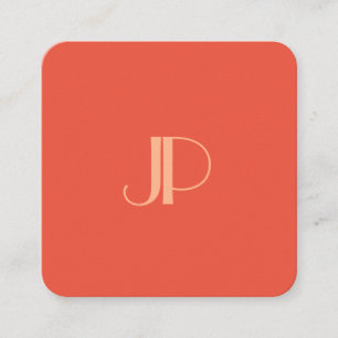 Carte De Visite Carré Lettre initiale de monogramme moderne orange clien