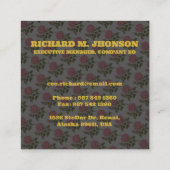 Carte De Visite Carré Lettre initiale du Rose floral Monogramme Nom Coup (Dos)