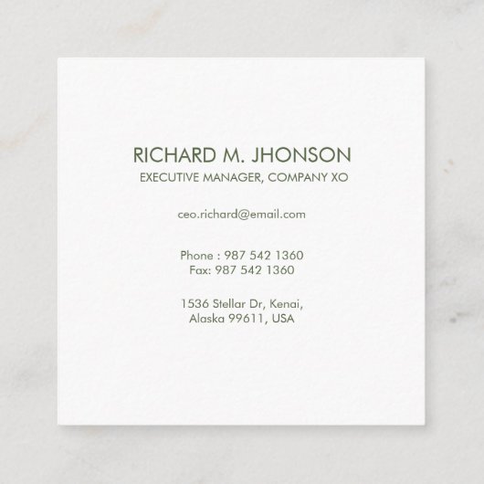 Carte De Visite Carré Lettre initiale Lettre initiale Monogramme Nom Mar (Dos)