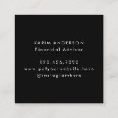 Carte De Visite Carré Lettre initiale Monogramme Noir noir blanc d'encre (Dos)