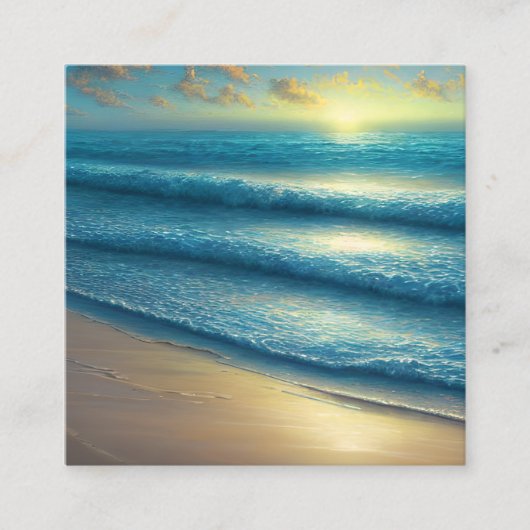 Carte De Visite Carré Lever du soleil du matin au-dessus d'une plage dés (Devant)