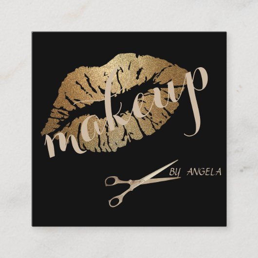 Carte De Visite Carré Lèvres, Ciseaux, Lèvres, Ciseaux (Devant)