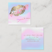 Carte De Visite Carré Lèvres Holographiques Élégantes, Ciseaux (Devant / Derrière)