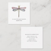 Carte De Visite Carré libellule aquarelle. Coiffeur professionnel (Devant / Derrière)