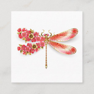 Carte De Visite Carré libellule de fleurs avec sakura de bijoux