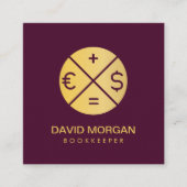 Carte De Visite Carré Libraire Professionnel Bourgogne Et Or (Devant)