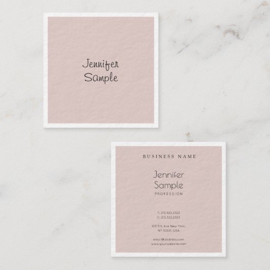 Carte De Visite Carré Libre-main Script Graceful Design Luxe Unique (Devant / Derrière)