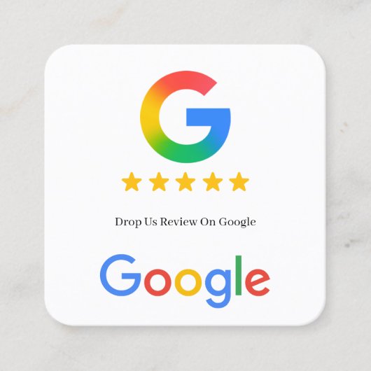 Carte De Visite Carré Lien QR Code de révision Google sans contact (Devant)