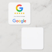 Carte De Visite Carré Lien QR Code de révision Google sans contact (Devant / Derrière)