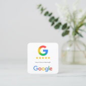 Carte De Visite Carré Lien QR Code de révision Google sans contact (Debout devant)