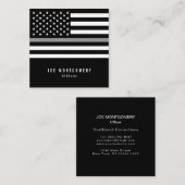 Carte De Visite Carré Ligne grise mince drapeau américain de dirigeant (Devant / Derrière)