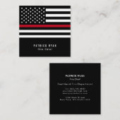 Carte De Visite Carré Ligne rouge mince drapeau américain de (Devant / Derrière)