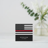 Carte De Visite Carré Ligne rouge mince drapeau américain de (Debout devant)