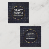 Carte De Visite Carré Lignes Abstraites | Bannière dorée (Devant / Derrière)