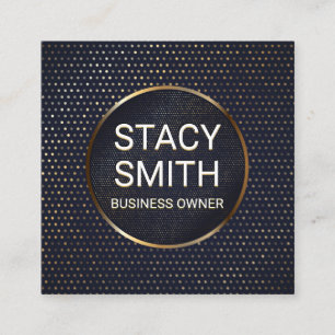Carte De Visite Carré Lignes Abstraites   Bannière dorée