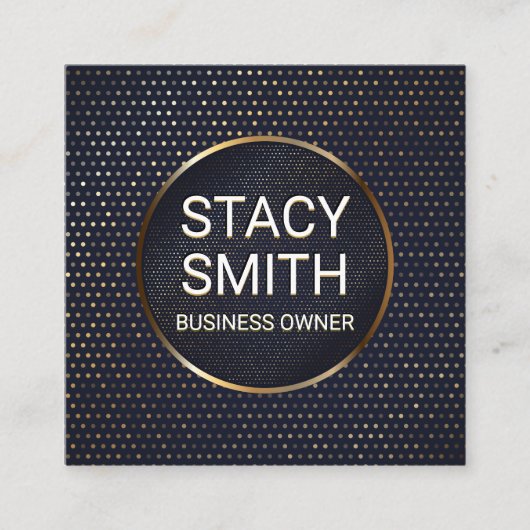 Carte De Visite Carré Lignes Abstraites | Bannière dorée (Devant)