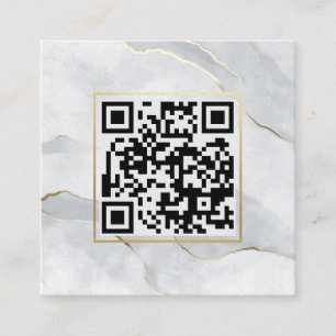 Carte De Visite Carré Lignes d'or Pastel Grey QR Code minimaliste chic