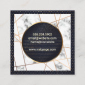 Carte De Visite Carré Lignes métalliques | Marbre | Bannière dorée (Dos)