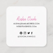 Carte De Visite Carré Like Share Suivre Brascript Pink Social Media (Dos)