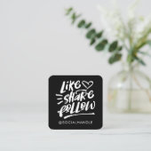 Carte De Visite Carré Like Share Suivre le script Brascript Black Social (Debout devant)