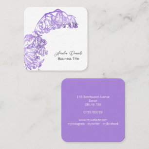 Carte De Visite Carré Lilac et Fleur sauvage blanc