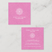 Carte De Visite Carré Lin rose Faux et Mandala blanc (Devant / Derrière)