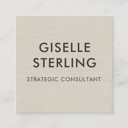 Carte De Visite Carré Linen QR Code Modern Minimal Typography  (Devant)