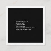 Carte De Visite Carré Linge de luxe Plain Noir & Blanc Moderne minimalis (Dos)