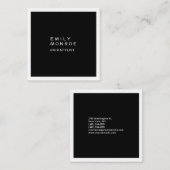 Carte De Visite Carré Linge de luxe Plain Noir & Blanc Moderne minimalis (Devant / Derrière)