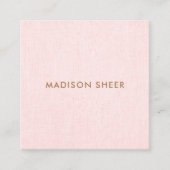 Carte De Visite Carré Linge rose simple et moderne, salon de beauté (Devant)