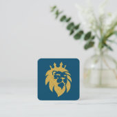 Carte De Visite Carré Lion Avec Couronne - Style Or 1 (Debout devant)