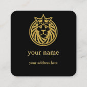Carte De Visite Carré Lion Avec Couronne - Style Or 4 (Dos)
