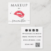 Carte De Visite Carré Lip Biting & Sparkings maquillage Artiste Qr Code (Devant / Derrière)