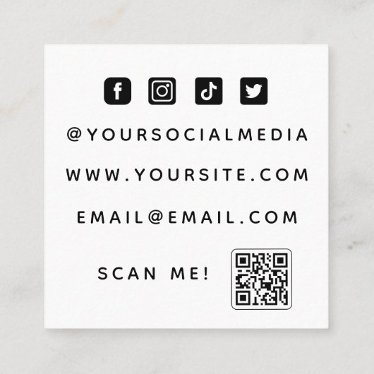 Carte De Visite Carré Lip Biting & Sparkings maquillage Artiste Qr Code (Dos)