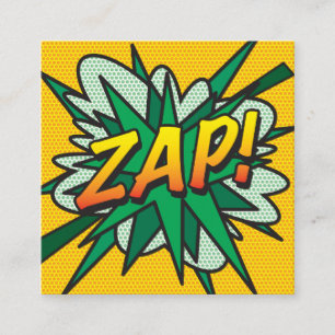 Carte De Visite Carré Livre de bande dessinée rétro ZAP Fun