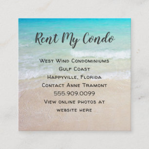 Carte De Visite Carré Location de condo au bord de la mer Publicité Trop