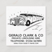 Carte De Visite Carré Location Limousine Étendue De Luxe (Devant)