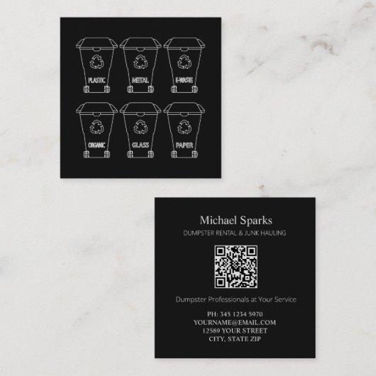 Carte De Visite Carré Locations de dumping QR (Devant / Derrière)