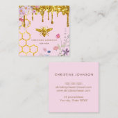 Carte De Visite Carré logo abeille et rose fleur sauvage (Devant / Derrière)