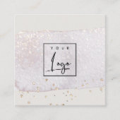 Carte De Visite Carré Logo Abstrait de brosse à brosse à aquarelle Lilac (Devant)