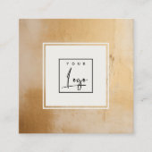 Carte De Visite Carré Logo Artistique Classique Beige Gold Paint Texture (Devant)