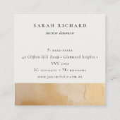 Carte De Visite Carré Logo Artistique Classique Beige Gold Paint Texture (Dos)