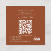 Carte De Visite Carré Logo Automne | Automne Floral artisanal (Dos)