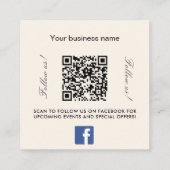 Carte De Visite Carré Logo beige rouille Code QR Facebook Suivez-nous (Dos)