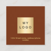 Carte De Visite Carré Logo beige rouille Code QR Facebook Suivez-nous (Devant)