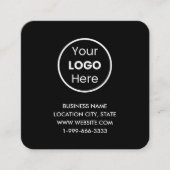 Carte De Visite Carré Logo Black Custom moderne et QR Code Professional (Devant)