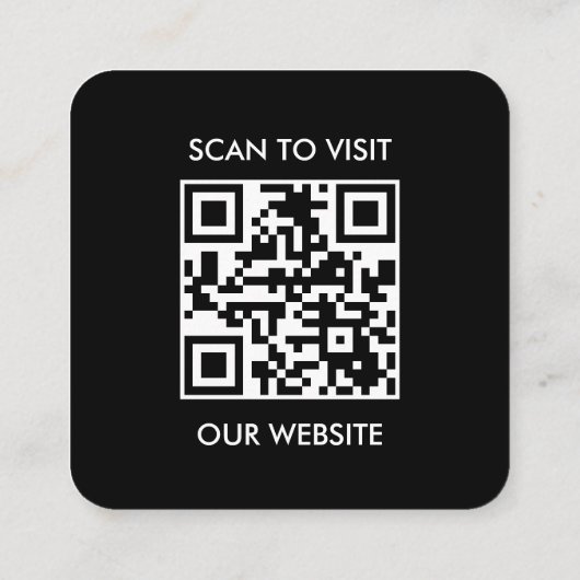 Carte De Visite Carré Logo Black Custom moderne et QR Code Professional (Dos)