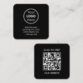 Carte De Visite Carré Logo Black Custom moderne et QR Code Professional (Devant / Derrière)