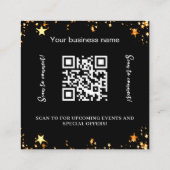 Carte De Visite Carré Logo Black gold stars code QR (Dos)
