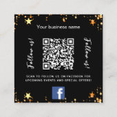 Carte De Visite Carré Logo Black gold stars QR code Facebook Suivez-nous (Dos)